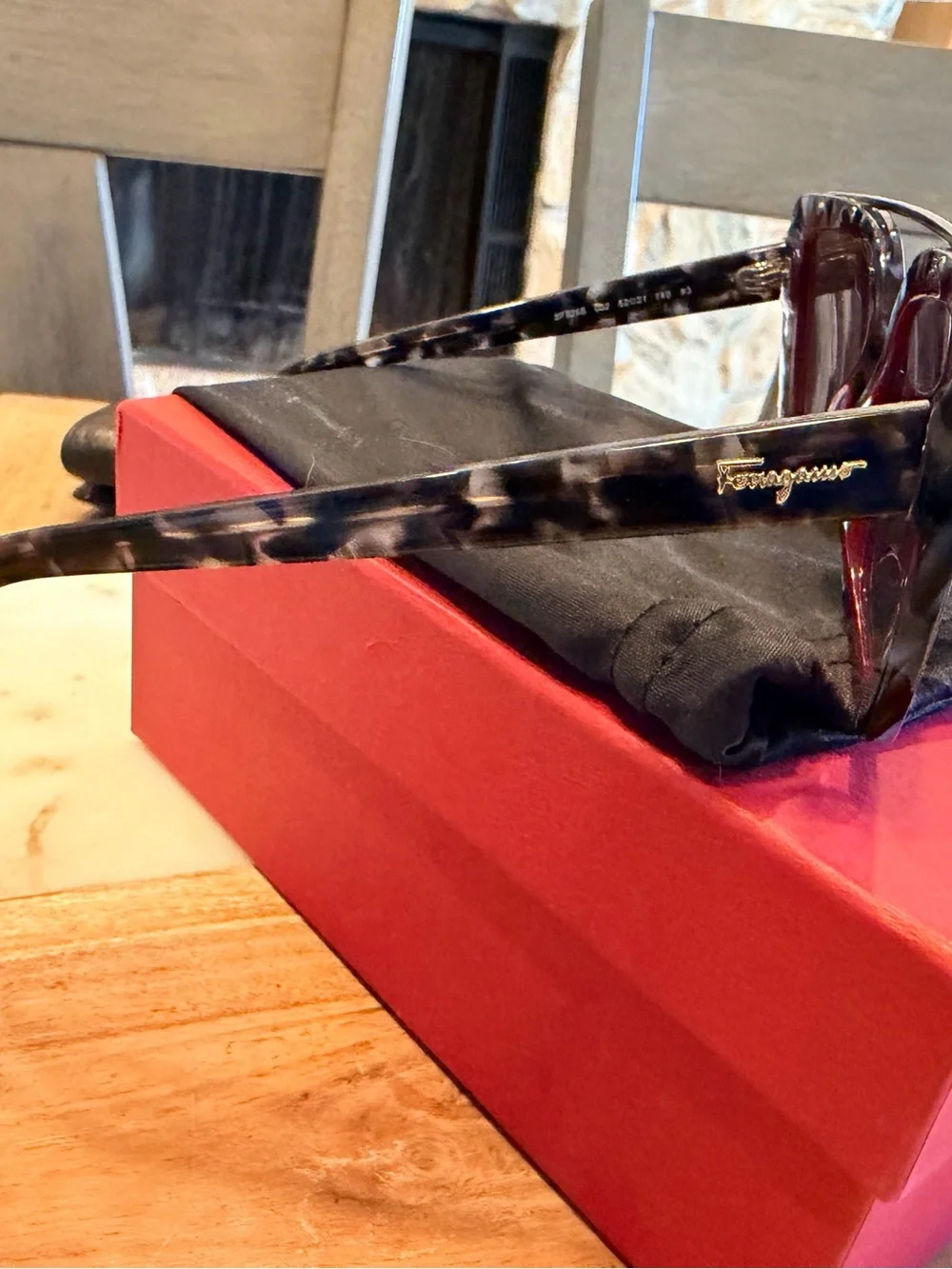 Salvatore Ferragamo Red Sunglasses Case with White Logo